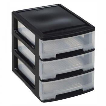 Curver Cassettiera Scrivania a Cubo Babel A4 3x5L Nera e Trasparente cod mxl 96025