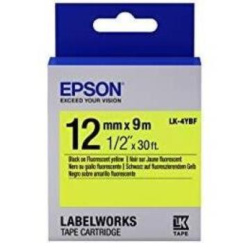 Epson LABEL CARTRIDGE FLUORESCENT LK-4YBF BLACK/YELLOW 12MM (9M)