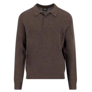 Fynch Hatton Men's Polo – Dark Chocolate, Long Sleeve, L, #1509717