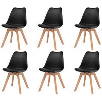 Sillas de comedor modernas 6 unidades negras