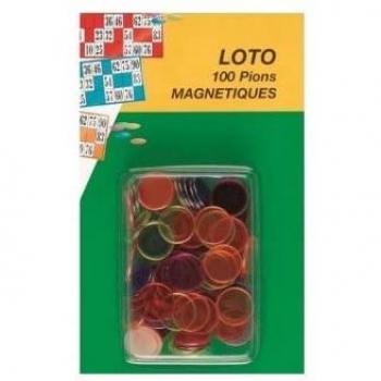 Accessoire Jeu Loto : 100 Pions Magnétiques, Carton Transparent