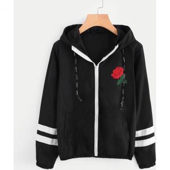 Veste Sport-wear femmes à manches longues, rose, décontractée, avec capuche et poches florales