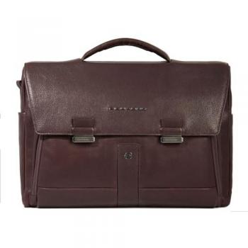 Piquadro Carl Brown RFID Protected Leather Briefcase for 43 cm Laptop