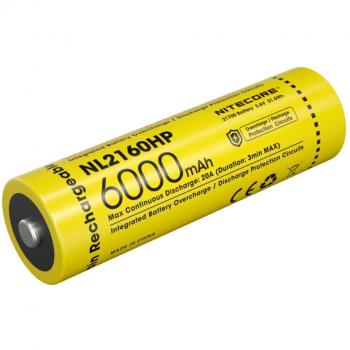 Nitecore NL2160HP 6000 mAh 21700 Lithium‑Ion Battery (Black/Yellow)