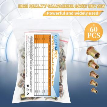 Paquete de tuercas M3-M10 chapadas en Zinc, 175 piezas, con tapa Nutsert