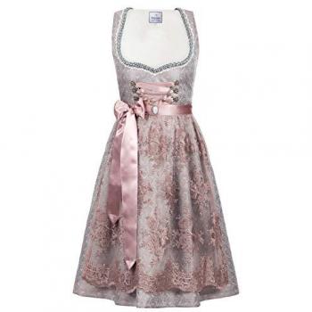 Edelnice Exklusives Designer Midi Dirndl Aurelie mit Spitzendirndlschürze und Charivari