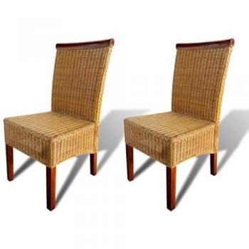 Chaise à manger en rotin marron (set de 2)
