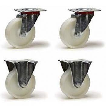 Lot de roulettes en polyamide blanc 100 mm