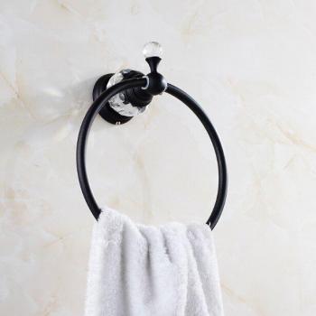 Wall Mounted Towel Ring with Crystal Accents