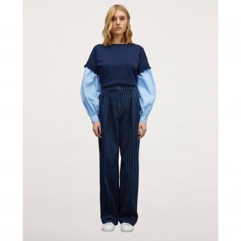 Pantalón de Mujer Motivi en Denim con Raya Diplomática