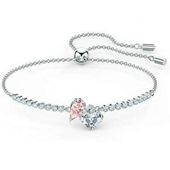 Swarovski Attract Soul Bracciale Placcato Rodio con Cristalli e Pietra Quadrata