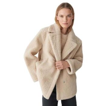 OPUS „HENOLA“ Felloptik Jacke – beige, 34 Schnur