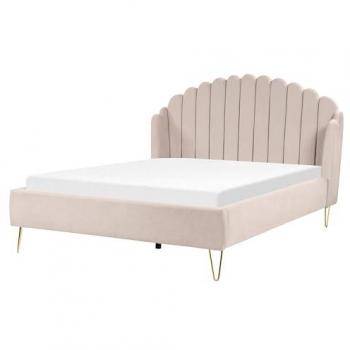 Stilvolles Schlafzimmerbett Hellbeige 160 x 200 cm