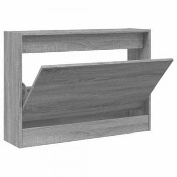 Meuble à Chaussures Slimline Sonoma Gris avec Tiroir et Étagères, 80x21x57 cm, Bois d'Ingénierie