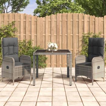 VidaXL 3-Piece Rattan Dining Set with Cushions
