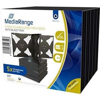 MediaRange CD Hüllen 4er Jewelcase 22 mm für je 4 BD / CD / DVD schwarz