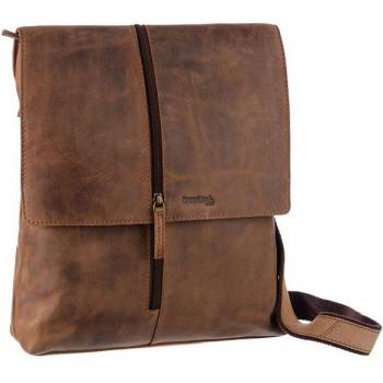 Nature‑Inspired 30 cm Brown Leather Shoulder Pack from Greenland