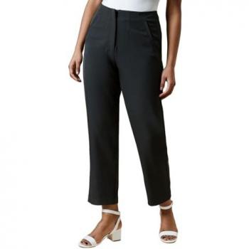 Womens Petite Charcoal Straight Ankle Trousers