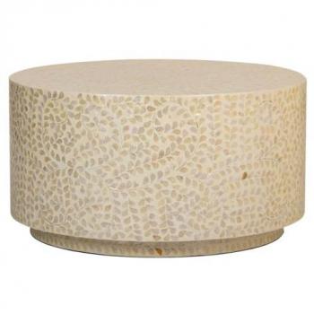 Table basse en bois avec finition capiz gris 80x80x42