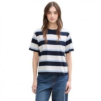 TOM TAILOR Denim Damen T-Shirt im Boxy-Schnitt mit Streifen