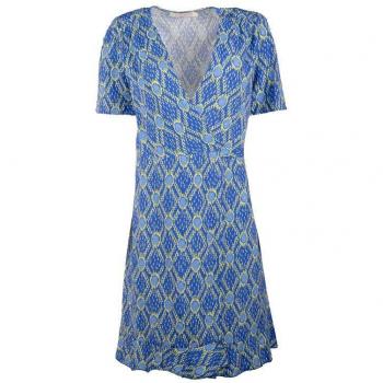 LA PETITE ETOILE S Damenkleid Bridgette mit kurzen Ärmeln und Muster in Blau