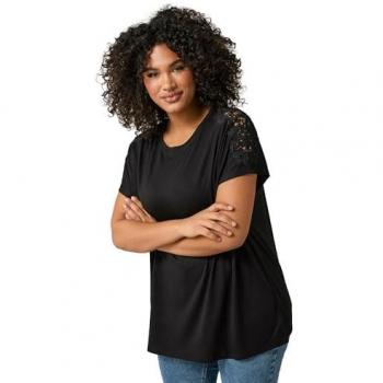 T-shirt à épaules en crochet Evans noir