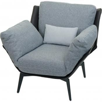 Chaise de relaxation en PVC noir et tissu gris