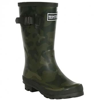 Regatta Kids Dark Khaki/Camouflage Wellington Boot, UK 11