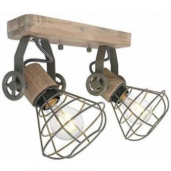 Steinhauer 2-lichts Plafondspot Geurnesey Hout Vintage Groen