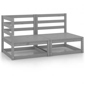 Vidaxl 2 Piece Outdoor Lounge Set Grey Solid Pinewood
