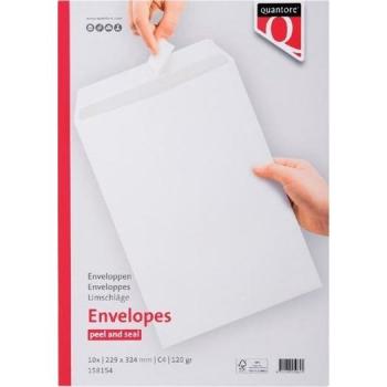 Enveloppe Quantore C4 229x324mm autocollante blanche paquet de 10