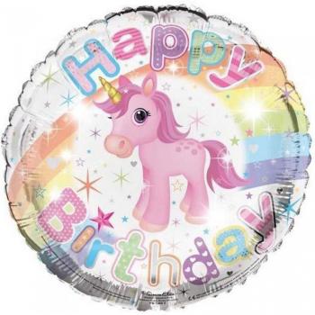 Palloncino in foil 18 pollici Unicorno Buon Compleanno