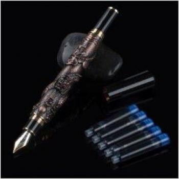 Jinhao Noble Gouden F Nib Drakenpatroon Gesneden Schrijfpen