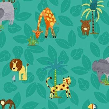 Holden Decor Make Believe Jungle Friends Teal Wallpaper