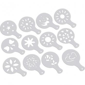 12 Pcs Cappuccino Stencils with Floral Patterns