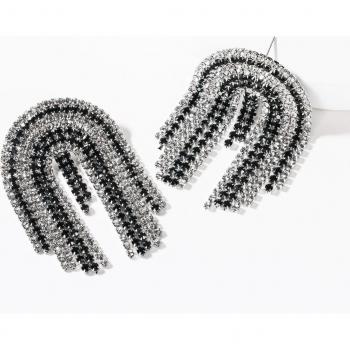 Boucles d'oreilles noires brillantes pour femmes, strass complet
