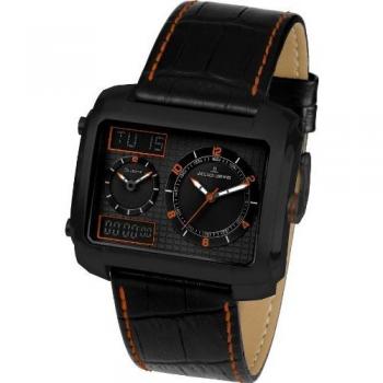 Jacques Lemans Herrenuhr Madrid Lederarmband IP‑Black Massiv Edelstahl 1‑1708E