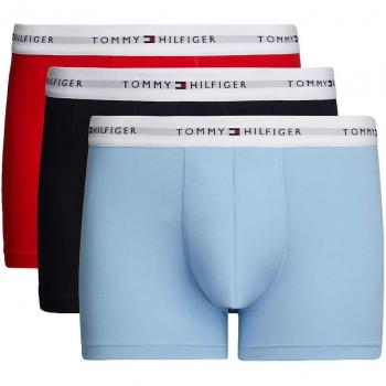 Pack de 3 Bóxers Tommy Hilfiger para Hombre con Cintura Logo, Color Rojo/Azul/Verde Agua, Talla S