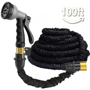 SmartSpray 100‑foot Flexible Garden Hose + 8‑Mode Handheld Nozzle