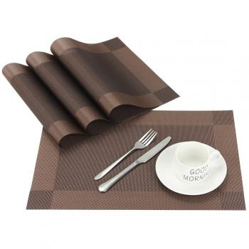 Set de table rectangulaire CHAOCHI pour restaurant (Lot de 4, Brun)