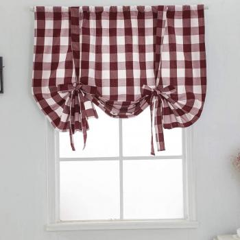 Plaid Print Jacquard Short Window Blinds with Hole