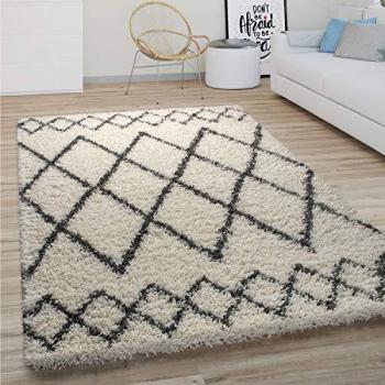 Tapis Salon Shaggy 160 cm – Style Boho Crème