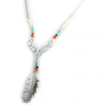Turquoise Red Silver Navajos Necklace by Les Trésors De Lily