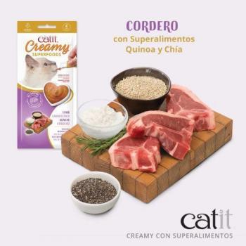 Catit Crema con Snack de Alimentos Superiores de Cordero y Quinoa y Ch