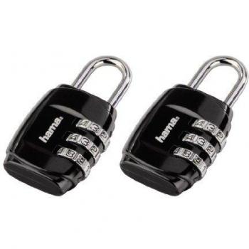 Hama Reise‑Zahlschloss für Koffer – 2‑Pack, Schwarz