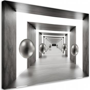 Tunnel of Silver Balls 3D Canvas 60x40 in Gray