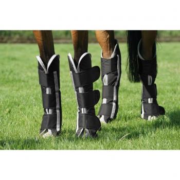 QHP Transportgamaschen 4er Set aus Ripstopmaterial schwarz Klettverschlüsse (Vollblut)