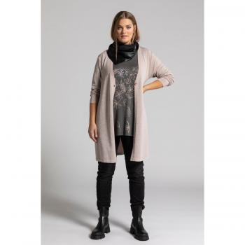 Women's Plus Size Metallic Sparkle Long Cardigan, Brown, Size 28/30