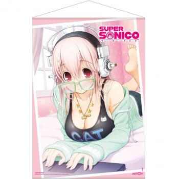 Popbuddies Wandkunst: Super Sonico am Laptop