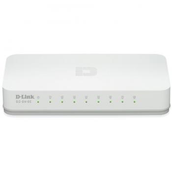 D-Link GO-SW-8E Switch Desktop Bianco, 8 Porte RJ45, Fast Ethernet 10/100Mbps, Funzione Plug & Play